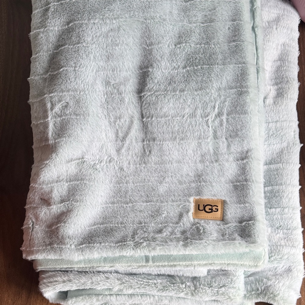 UGG Plush blanket  - Light Blue-Green - never used - excellent condition